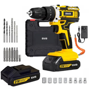 Kit de Furadeira Multifuncional 21V Recarregável com 2 Baterias Incluídas