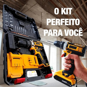 Kit de Furadeira Multifuncional 21V Recarregável com 2 Baterias Incluídas