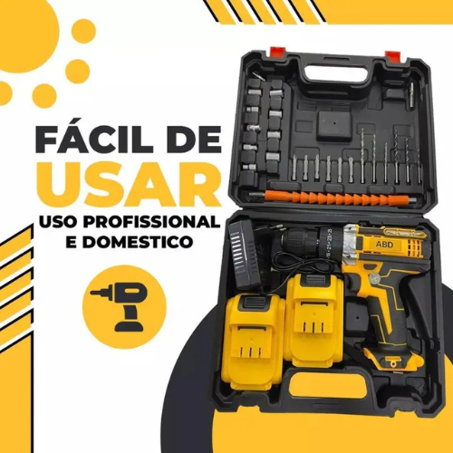 Kit de Furadeira Multifuncional 21V Recarregável com 2 Baterias Incluídas