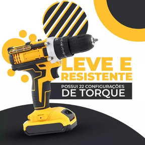 Kit de Furadeira Multifuncional 21V Recarregável com 2 Baterias Incluídas