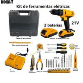 Kit de Furadeira Multifuncional 21V Recarregável com 2 Baterias Incluídas