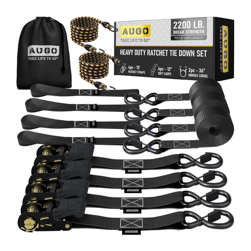Kit 15pc de Cintas de Amarração com Catraca de 5m e Força de Ruptura de 1000kg - CargoClich