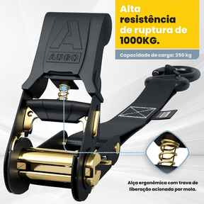 Kit 15pc de Cintas de Amarração com Catraca de 5m e Força de Ruptura de 1000kg - CargoClich