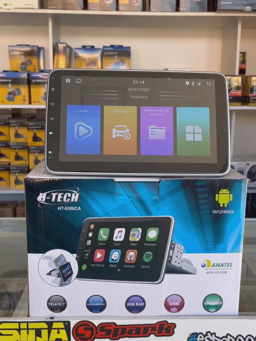 CETRAL MULTIMIDIA UNIVERSAL WIFI ANDROID 12 TELA FLUTUANTE TOUCH 1DIN (PARA QUALQUER CARRO) + CÂMERA DE RÉ