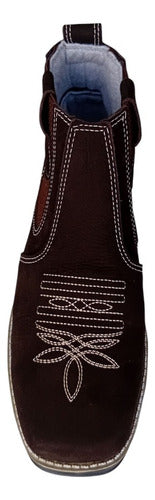 Botina Country Masculina, Bordada, Em Couro Legítimo