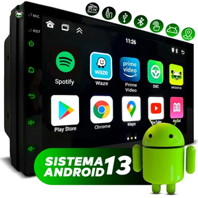 CETRAL MULTIMIDIA UNIVERSAL WIFI ANDROID 12 TELA FLUTUANTE TOUCH 1DIN (PARA QUALQUER CARRO) + CÂMERA DE RÉ