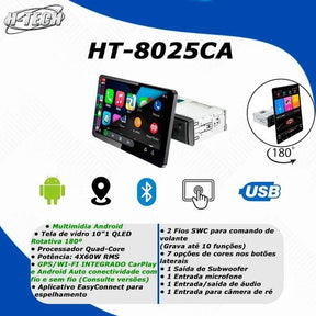 CETRAL MULTIMIDIA UNIVERSAL WIFI ANDROID 12 TELA FLUTUANTE TOUCH 1DIN (PARA QUALQUER CARRO) + CÂMERA DE RÉ