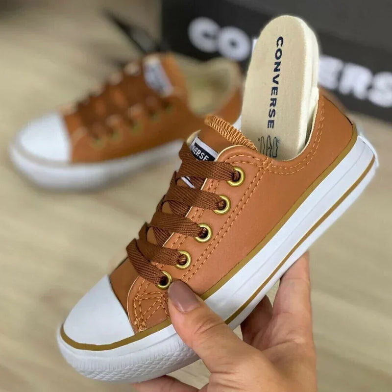 Tênis Casual Feminino All Star Caramelo em Couro Premium
